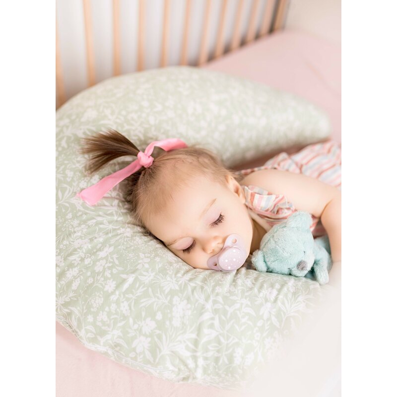 Perna pentru alaptat, Ceba Baby, Husa detasabila din bumbac, Cu puf siliconizat, 150x60x37 cm, Oeko-Tex Standard 100, Basic Hoya