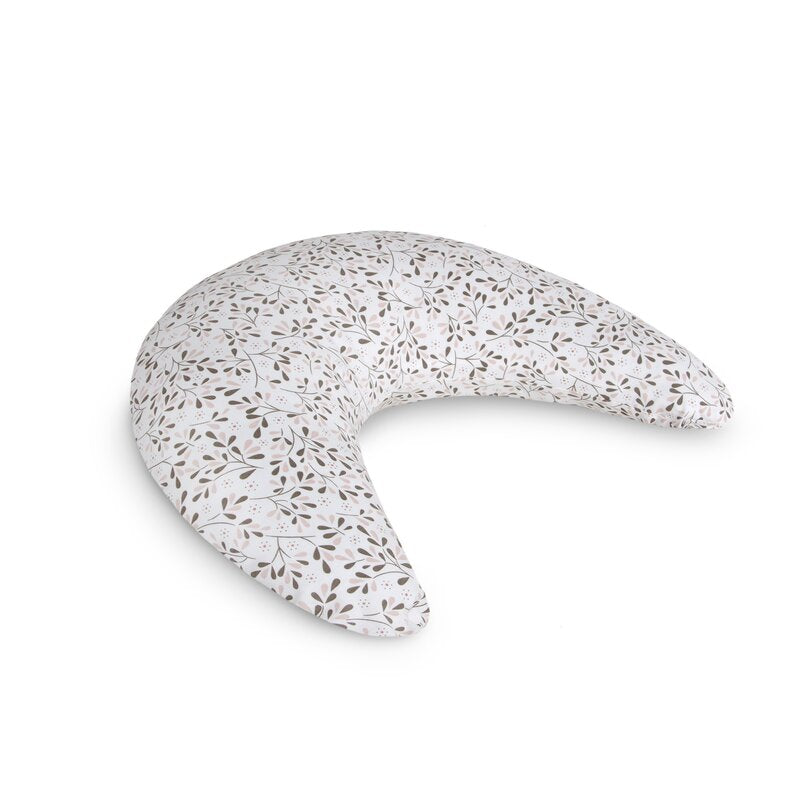 Perna pentru alaptat, Ceba Baby, Husa detasabila din bumbac, Cu puf siliconizat, 150x60x37 cm, Oeko-Tex Standard 100, Basic Tiny Leaves