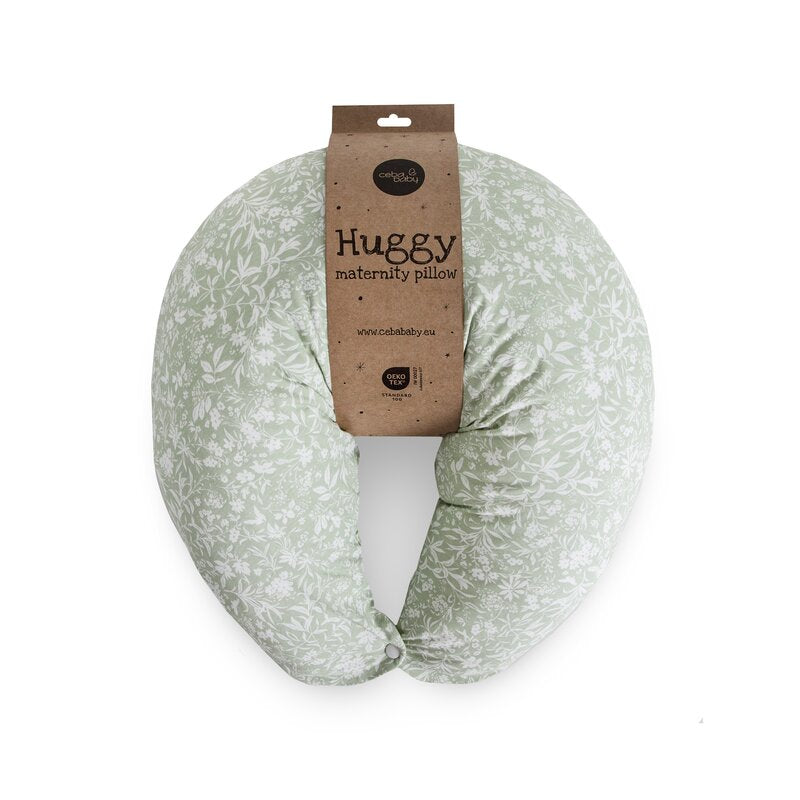 Perna pentru alaptat, Ceba Baby, Husa detasabila din bumbac, Cu puf siliconizat, 150x60x37 cm, Oeko-Tex Standard 100, Basic Wildflowers