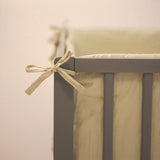 Aparatoare patut, Petite&Mars, Tilly, 120x60 cm, Cu panglici, Din bumbac, Lungime 180 cm, Inaltime 36 cm, Gri deschis