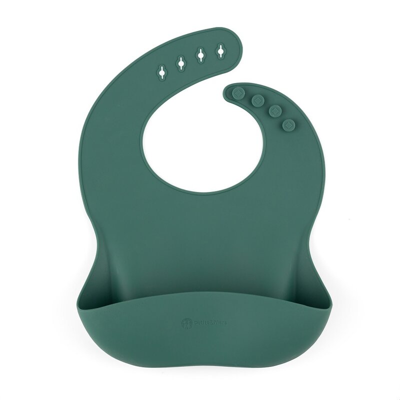 Baveta moale, Petite&Mars, Take&Match, Reglabil, Cu buzunar colector, Silicon, Fara BPA, 6 luni+, Verde - gogobaby.ro
