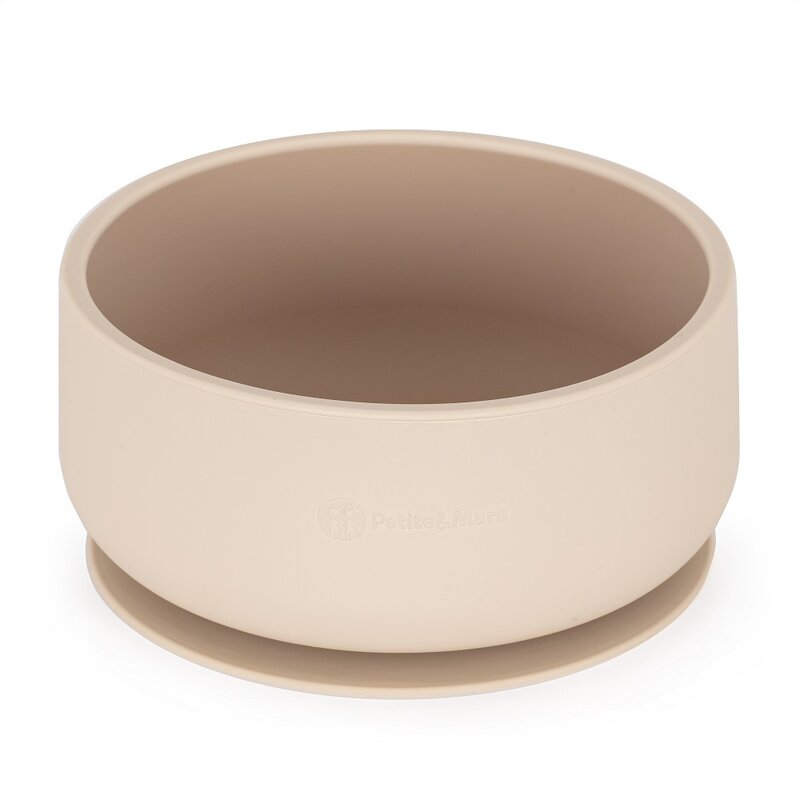 Bol, Petite&Mars, Take&Match, Cu ventuza, Silicon, Fara BPA, 450 ml, 6 luni+, Bej - gogobaby.ro