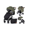 Carucior sport, Petite&Mars, Royal, Include husa pentru scaun, husa pentru picioare, geanta pentru scutece si capotina extensibila, Cu fereastra, Impermeabila, Cu SPF 50, Aluminiu, 0-22 kg, 111 x 57 x 86 cm, Mature Olive - gogobaby.ro