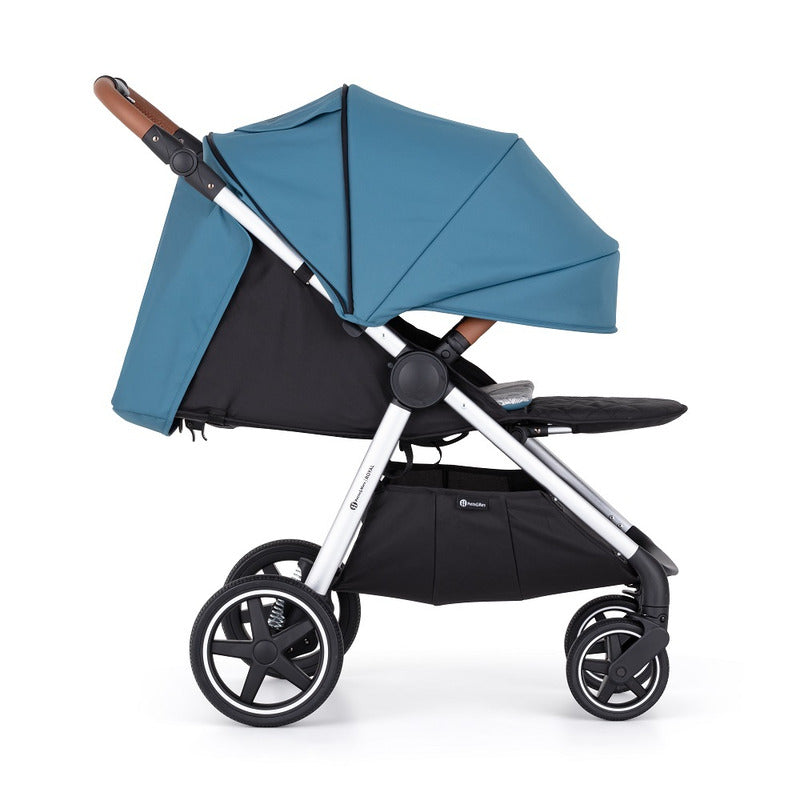 Carucior sport, Petite&Mars, Royal, Include husa pentru scaun, husa pentru picioare, geanta pentru scutece si capotina extensibila, Cu fereastra, Impermeabila, Cu SPF 50, Aluminiu, 0-22 kg, 111 x 57 x 86 cm, Ocean Blue - gogobaby.ro
