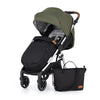 Carucior sport, Petite&Mars, Royal, Include husa pentru scaun, husa pentru picioare, geanta pentru scutece si capotina extensibila, Cu fereastra, Impermeabila, Cu SPF 50, Aluminiu, 0-22 kg, 111 x 57 x 86 cm, Mature Olive - gogobaby.ro
