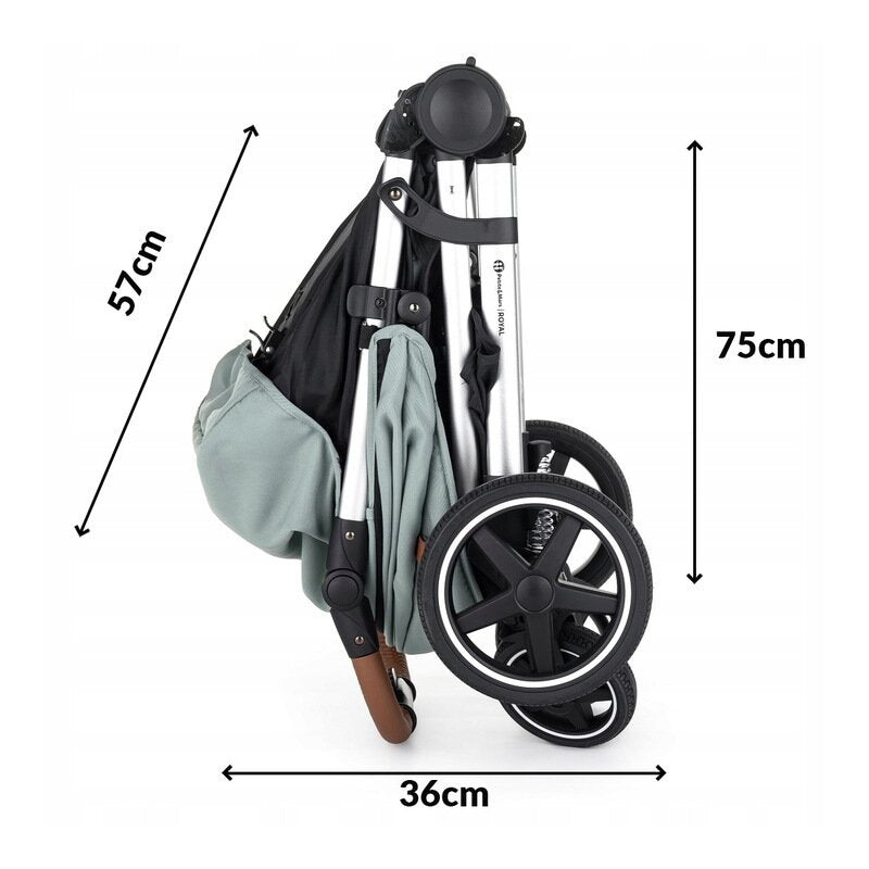 Carucior sport, Petite&Mars, Royal, Include husa pentru scaun, husa pentru picioare, geanta pentru scutece si capotina extensibila, Cu fereastra, Impermeabila, Cu SPF 50, Aluminiu, 0-22 kg, 111 x 57 x 86 cm, Ocean Blue