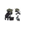 Carucior sport, Petite&Mars, Royal, Include husa pentru scaun, husa pentru picioare, geanta pentru scutece si capotina extensibila, Cu fereastra, Impermeabila, Cu SPF 50, Aluminiu, 0-22 kg, 111 x 57 x 86 cm, Mature Olive - gogobaby.ro