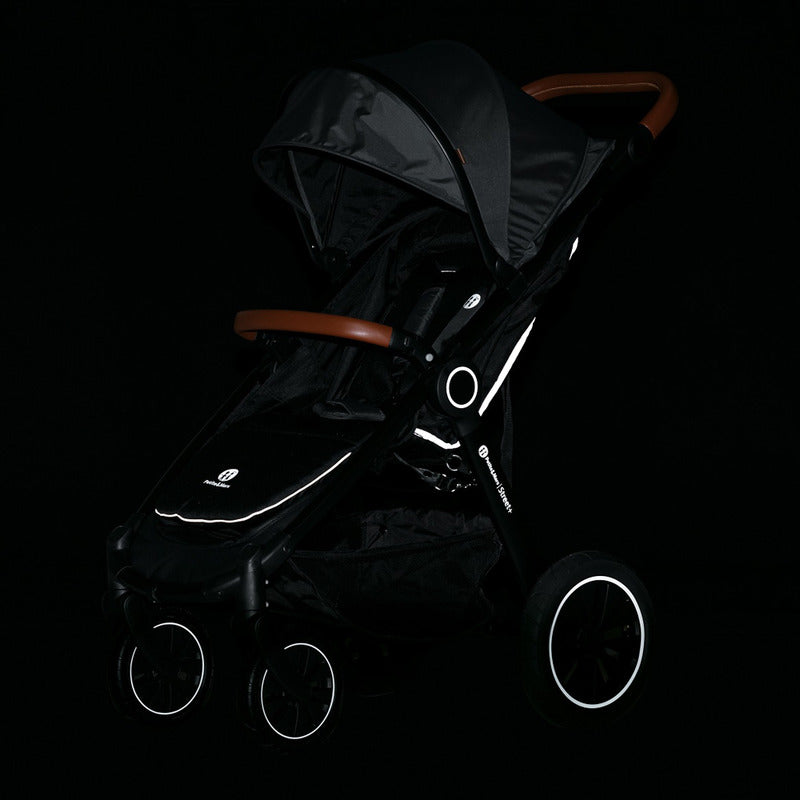 Carucior sport, Petite&Mars, Street+ Air, Include capotina impermeabila Editie limitata, Cu fereastra, husa picioare, cos de bagaje, Cu roti gonflabile, Centura de siguranta in 5 puncte, Pana la 25 kg, 6 luni+, Ocean - gogobaby.ro