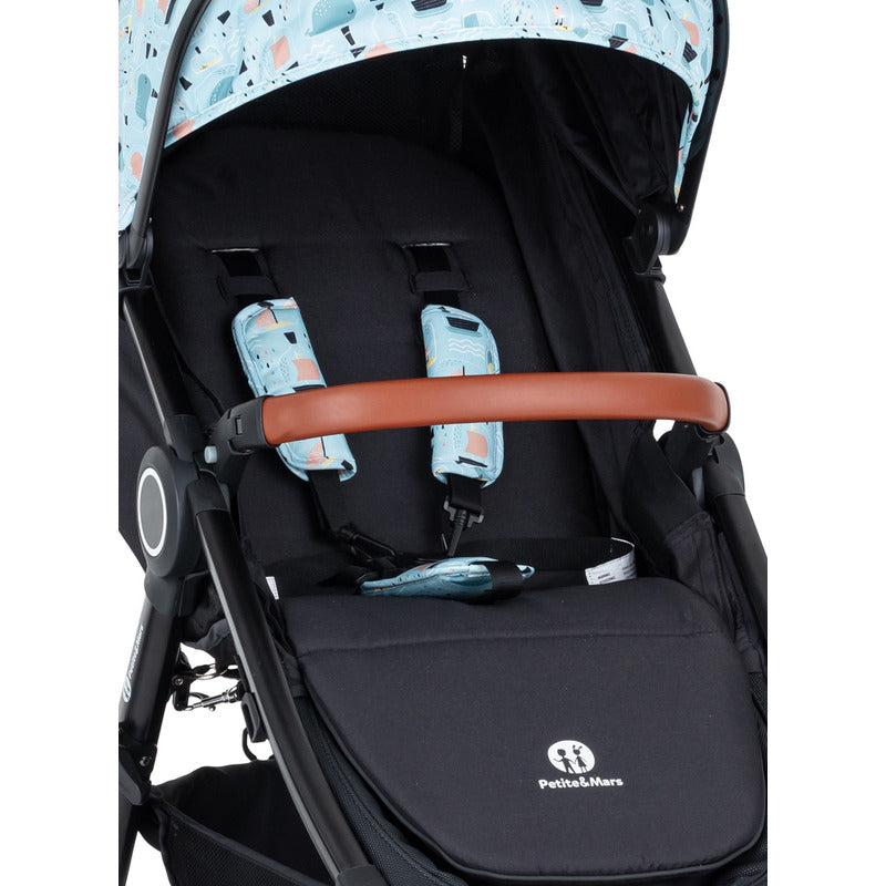 Carucior sport, Petite&Mars, Street+ Air, Include capotina impermeabila Editie limitata, Cu fereastra, husa picioare, cos de bagaje, Cu roti gonflabile, Centura de siguranta in 5 puncte, Pana la 25 kg, 6 luni+, Ocean - gogobaby.ro