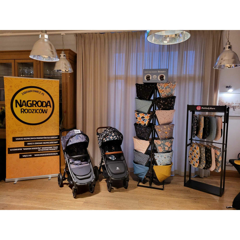 Carucior sport, Petite&Mars, Street+ Air, Include capotina impermeabila Editie limitata, Cu fereastra, husa picioare, cos de bagaje, Cu roti gonflabile, Centura de siguranta in 5 puncte, Pana la 25 kg, 6 luni+, Ocean - gogobaby.ro