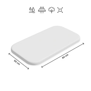 Cearceaf cu elastic, Petite&Mars, Impermeabil, Pentru patut co-sleeper, Din bumbac, 84x50 cm, 0 luni+, Alb