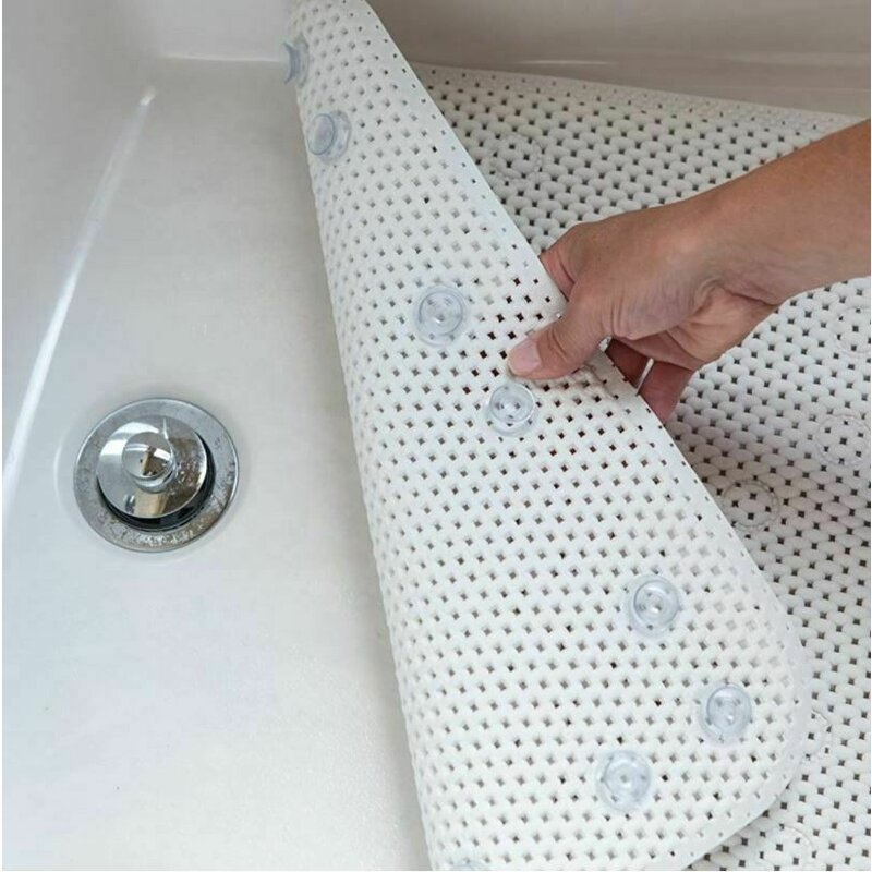 Covoras XXL de baie, Petite&Mars, Harry, Antialunecare, Cu ventuze, Dreptunghiular, Antiderapant, 91x43 cm, Alb - gogobaby.ro