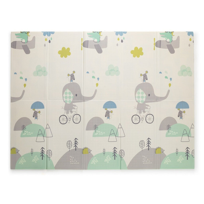Covoras de joaca, Petite&Mars, Reversibil, Include geanta pentru transport, Pliabil si impermeabil, Non-toxic, 197 x 147 x 1 cm, Oras, 0 luni+, Multicolor - gogobaby.ro