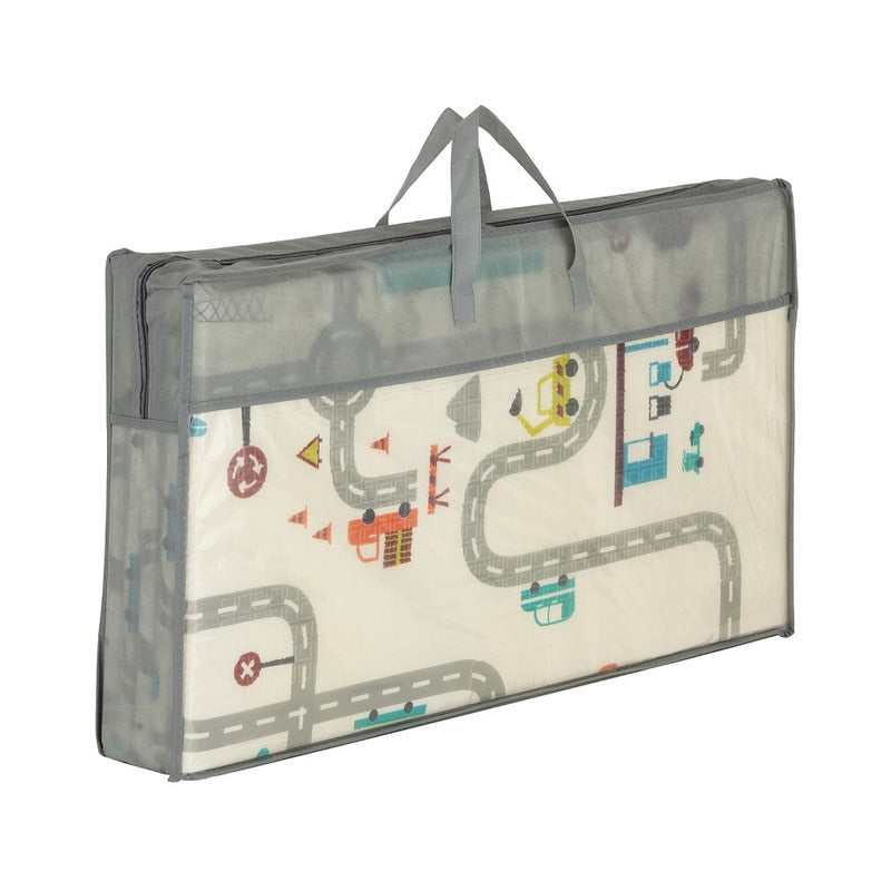 Covoras de joaca, Petite&Mars, Reversibil, Include geanta pentru transport, Pliabil si impermeabil, Non-toxic, 197 x 147 x 1 cm, Oras, 0 luni+, Multicolor - gogobaby.ro