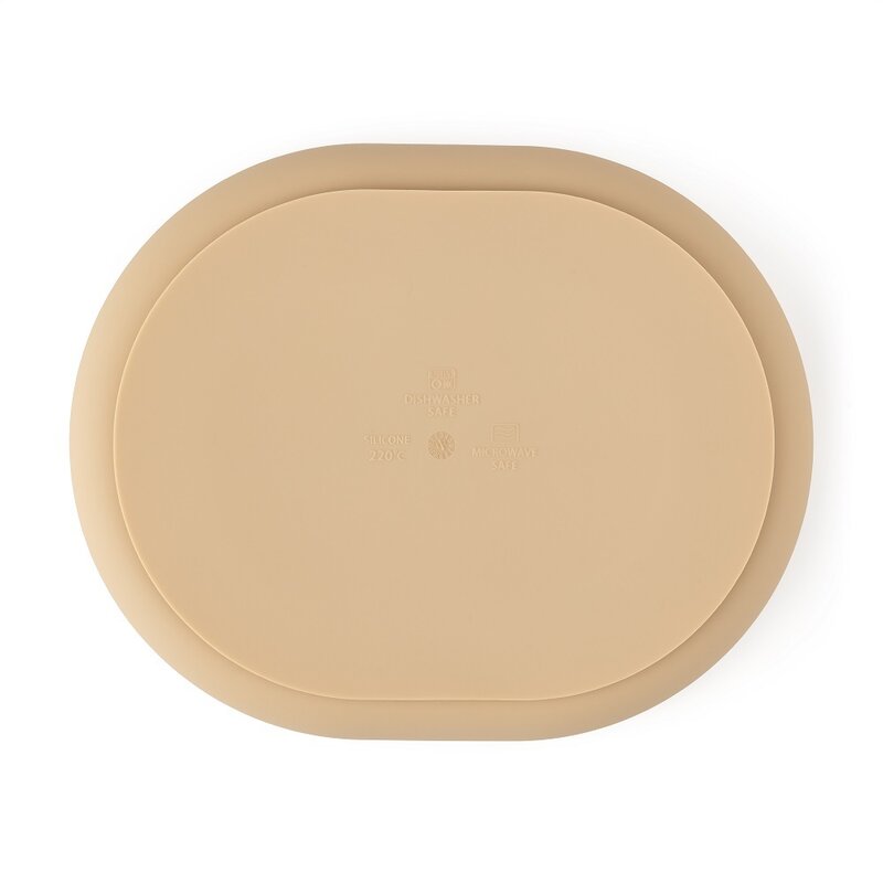 Farfurie compartimentata, Petite&Mars, Take&Match, Ovala, Cu ventuza si 3 compartimente, Silicon, Fara BPA, 630 ml, 6 luni+, Bej
