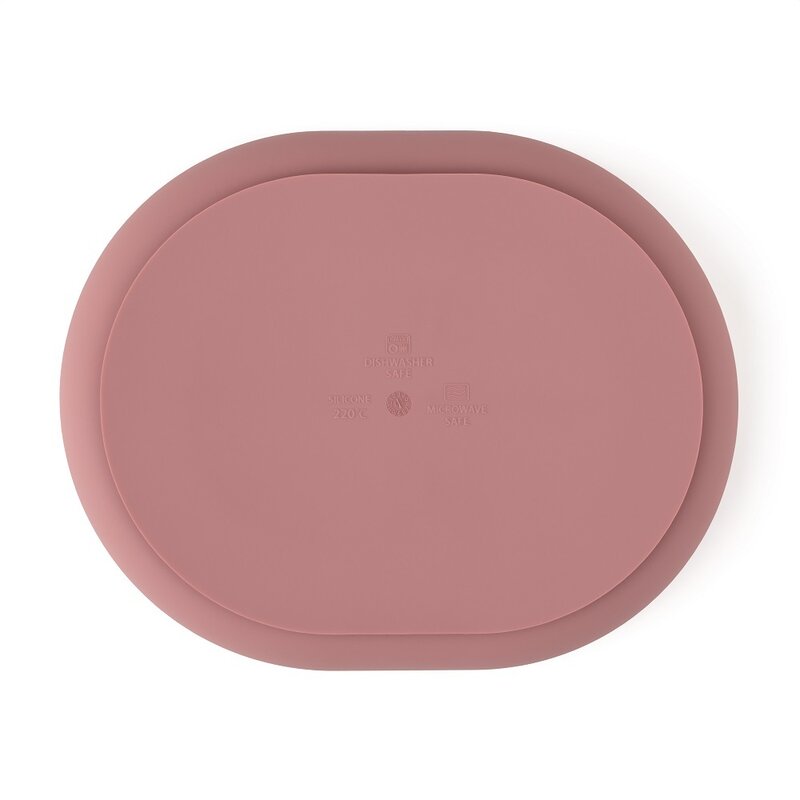 Farfurie compartimentata, Petite&Mars, Take&Match, Ovala, Cu ventuza si 3 compartimente, Silicon, Fara BPA, 630 ml, 6 luni+, Roz