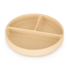 Farfurie compartimentata, Petite&Mars, Take&Match, Rotunda, Cu ventuza si 3 compartimente, Silicon, Fara BPA, 500 ml, 6 luni+, Bej