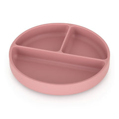 Farfurie compartimentata, Petite&Mars, Take&Match, Rotunda, Cu ventuza si 3 compartimente, Silicon, Fara BPA, 500 ml, 6 luni+, Roz