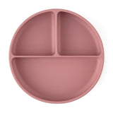 Farfurie compartimentata, Petite&Mars, Take&Match, Rotunda, Cu ventuza si 3 compartimente, Silicon, Fara BPA, 500 ml, 6 luni+, Roz