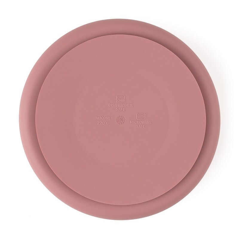 Farfurie compartimentata, Petite&Mars, Take&Match, Rotunda, Cu ventuza si 3 compartimente, Silicon, Fara BPA, 500 ml, 6 luni+, Roz
