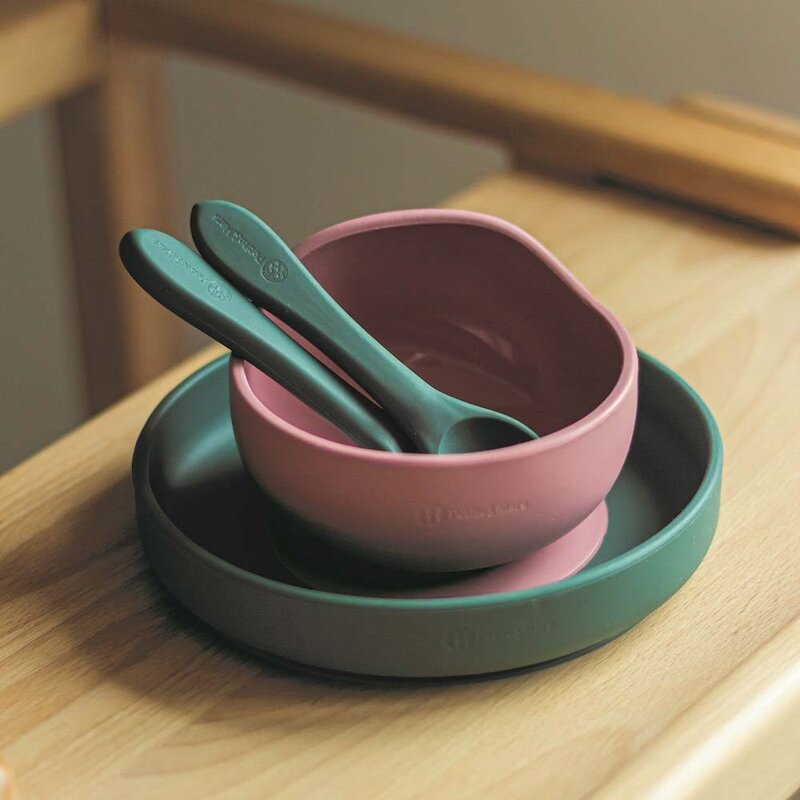 Farfurie, Petite&Mars, Take&Match, Din silicon, Cu ventuza, Fara BPA, 6 luni+, 400 ml, Verde Inchis - gogobaby.ro