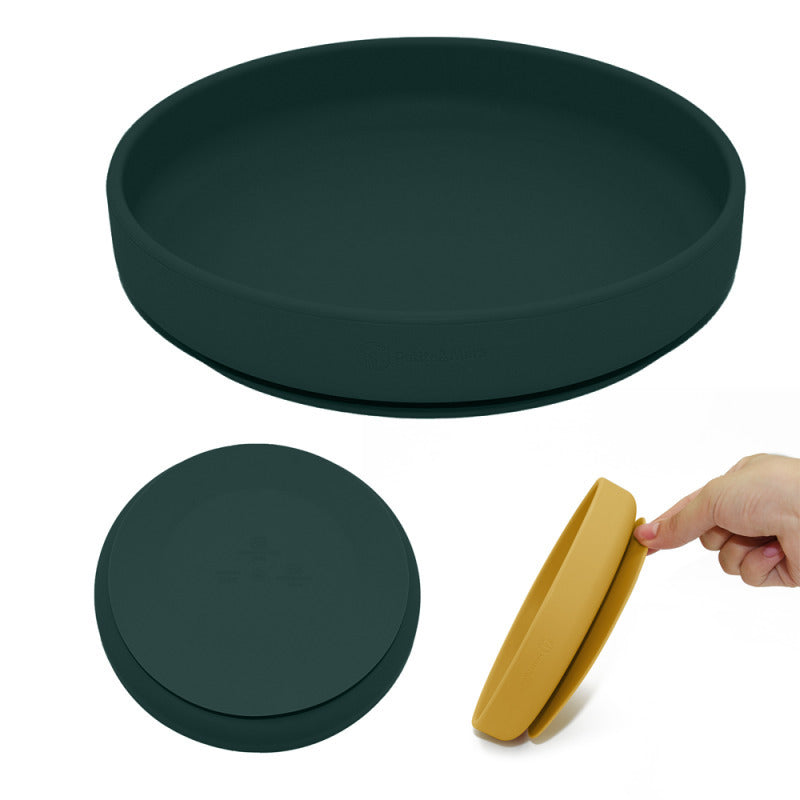 Farfurie, Petite&Mars, Take&Match, Din silicon, Cu ventuza, Fara BPA, 6 luni+, 400 ml, Verde Inchis - gogobaby.ro