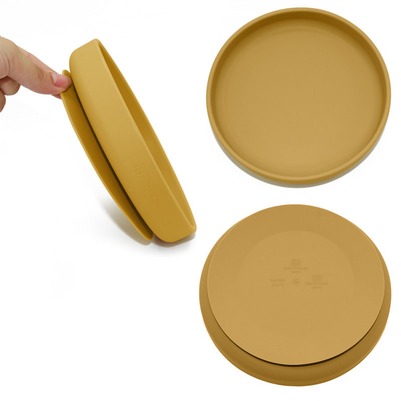 Farfurie, Petite&Mars, Take&Match, Din silicon, Cu ventuza, Fara BPA, 6 luni+, 400 ml, Ocru