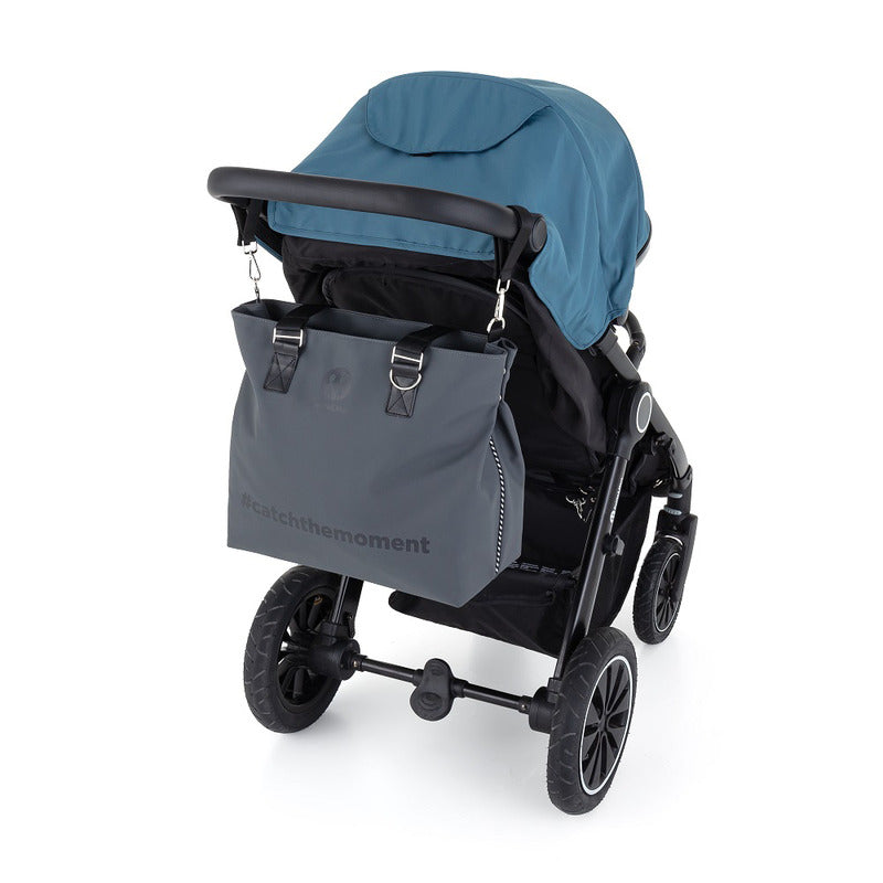 Geanta pentru mamici, Petite&Mars, Cu 6 buzunare, inclusiv termo si impermeabil, Cu saltea de infasat inclusa, 53 x 36 x 19 cm, Zoe, Gri - gogobaby.ro