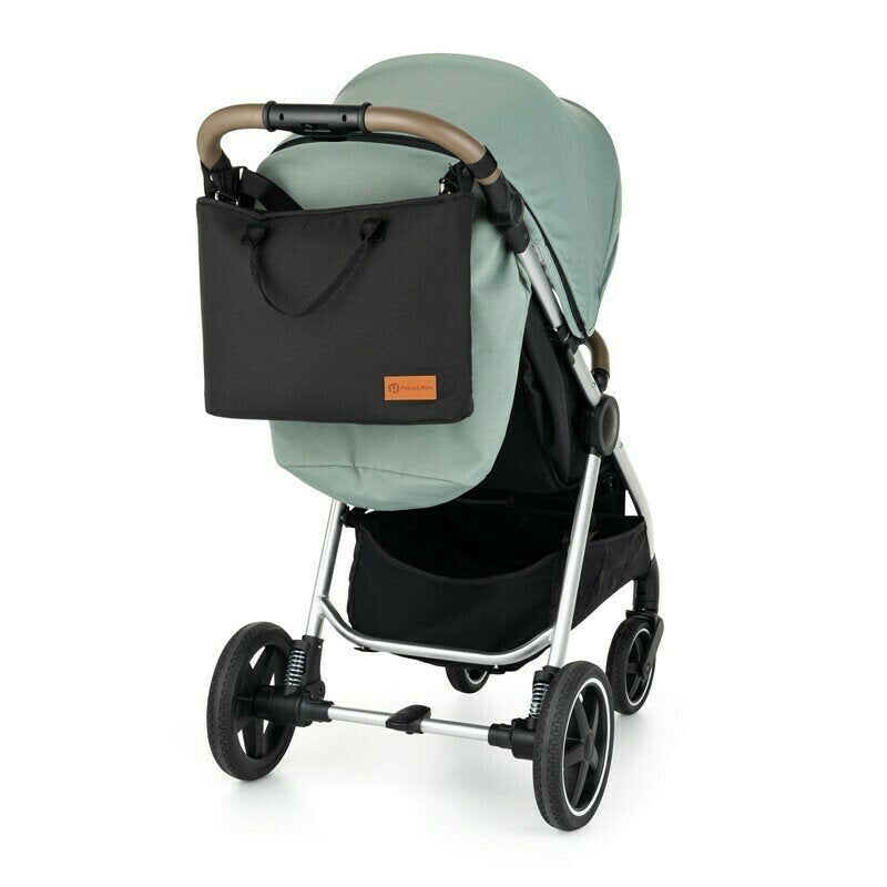 Geanta pentru mamici, Petite&Mars, Impermeabila, Cu 4 compartimente, 45 x 30 x 12 cm, Negru - gogobaby.ro