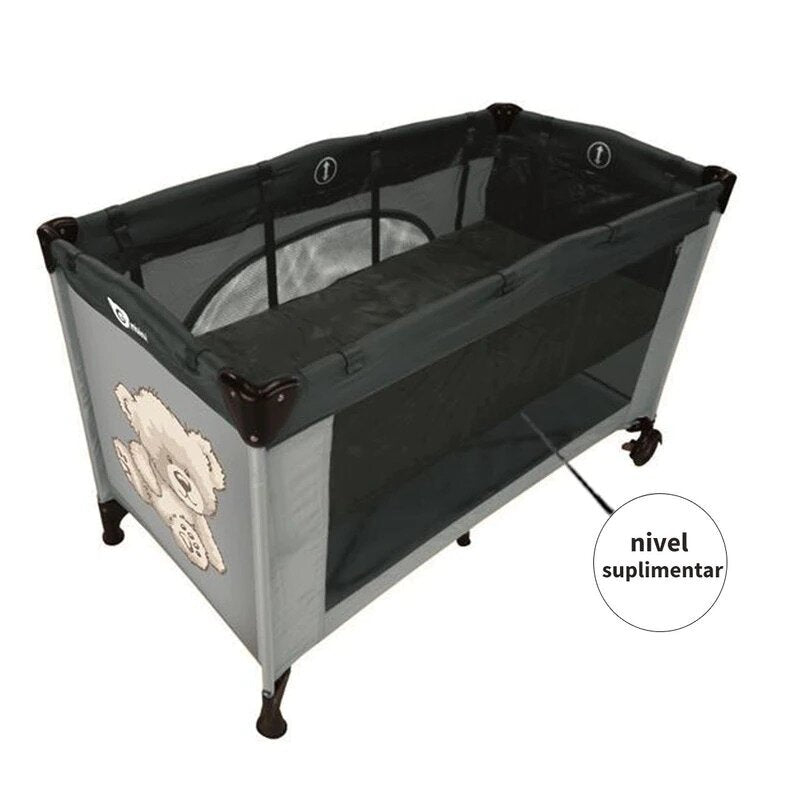 Nivel suplimentar, Petite&Mars, Pentru patut pliant 120x60 cm, Sustine pana la 8 kg, Prindere universala, Gri - gogobaby.ro