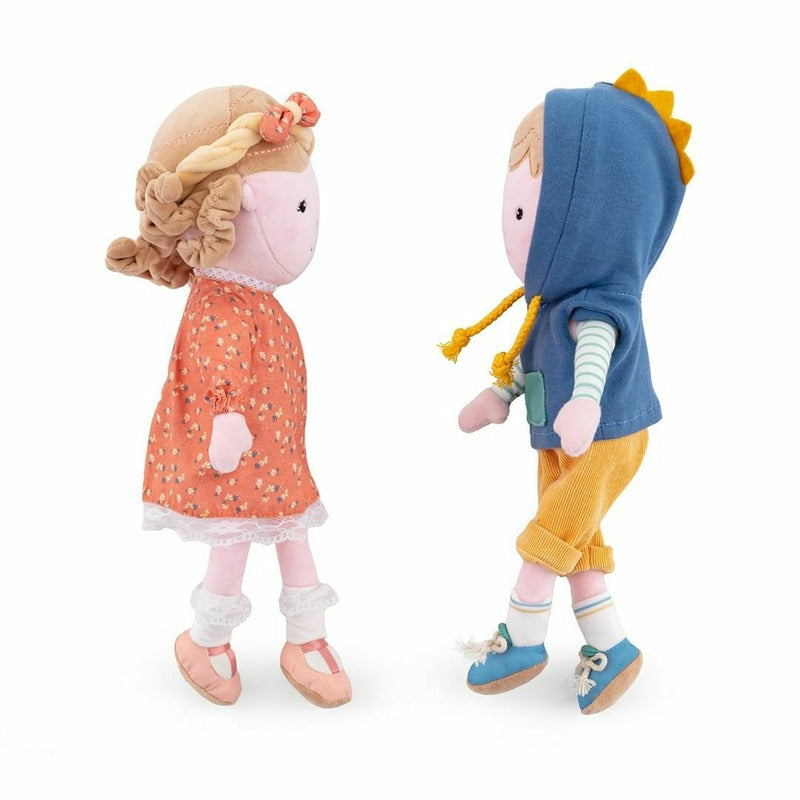Papusa, Petite&Mars, Max 14 x 34 cm, 0 luni+, Ambalaj cu mini puzzle din carton, 35 cm, Albastru - gogobaby.ro