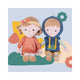 Papusa, Petite&Mars, Max 14 x 34 cm, 0 luni+, Ambalaj cu mini puzzle din carton, 35 cm, Albastru