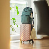 Rucsac pentru mamici, Petite&Mars, Cu 11 compartimente, Cu buzunare termice, Saltea de infasat inclusa, 30 x 42 x 15 cm, Jack, Black