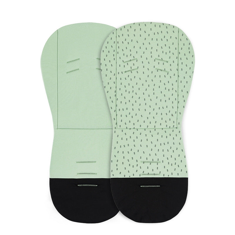 Salteluta pentru carucior , Petite&Mars, Din spuma cu memorie, 86 x 42 cm, Reversibila, Universala, Din bumbac, Design copacei, Verde - gogobaby.ro