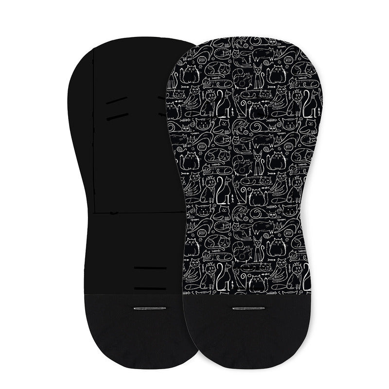 Salteluta pentru carucior, Petite&Mars, Din spuma cu memorie, 86 x 42 cm, Reversibila, Universala, Din bumbac, Design pisici, Negru - gogobaby.ro