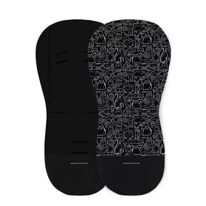 Salteluta pentru carucior, Petite&Mars, Din spuma cu memorie, 86 x 42 cm, Reversibila, Universala, Din bumbac, Design pisici, Negru - gogobaby.ro