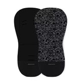 Salteluta pentru carucior, Petite&Mars, Din spuma cu memorie, 86 x 42 cm, Reversibila, Universala, Din bumbac, Design pisici, Negru