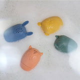 Set 4 jucarii de baie, Petite&Mars, Amigos, Din silicon, Fara BPA, 6 luni+, Multicolor