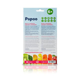 Set 6 pungi reutilizabile, Petite&Mars, Pentru hranire, Cu elefantei, Inchidere ermetica, 20x10 cm, 150 ml, Papoo Albastru