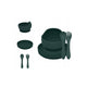 Set de hranire, Petite&Mars, Cu farfurie, Bol si tacamuri, Din silicon fara BFA, Verde inchis