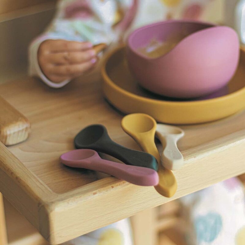 Set tacamuri, Petite&Mars, Take&Match, Din silicon, Fara BPA 6 luni+, Verde inchis - gogobaby.ro