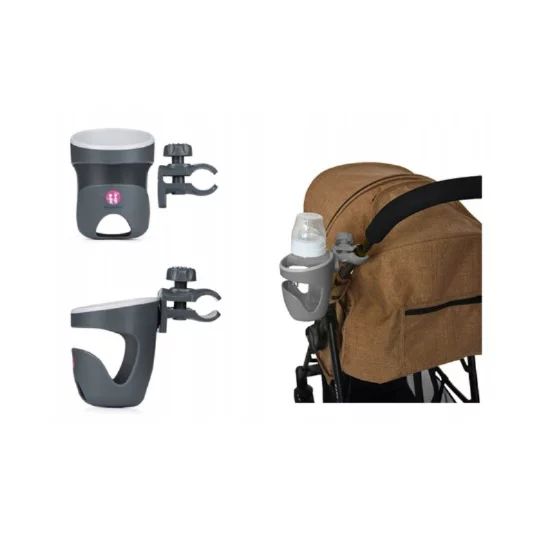 Suport universal pentru carucior/bicicleta, Petite&Mars, Handy, Pentru biberon/pahar, Negru