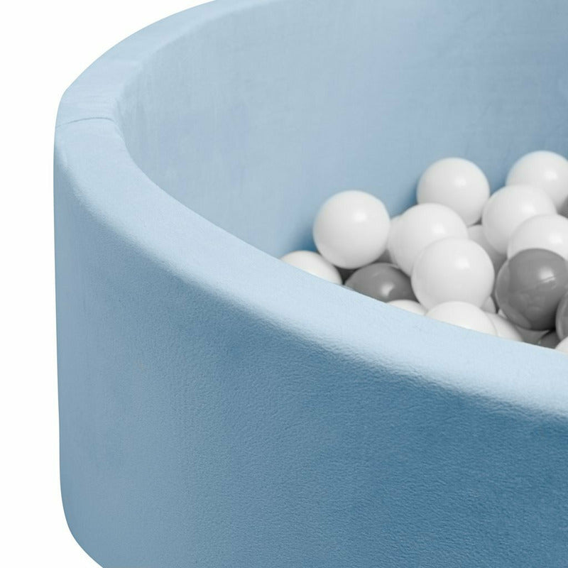 Piscina uscata, New Baby, Cu 150 de bile (Alb, gri), Din tesatura fina cu certificare Oeko-Tex Standard 100, Dimensiune 83 x 83 x 30 cm, Blue - gogobaby.ro
