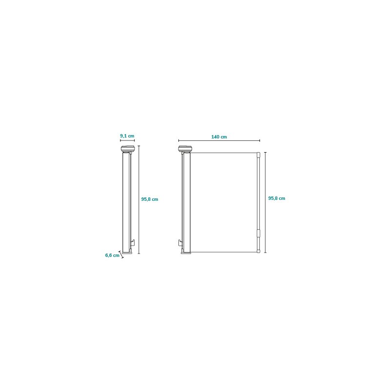 Poarta de siguranta, Lionelo, Thea, Textila, Ofera vizibilitate, Retractabila, Mecanism dublu de blocare, Montaj universal, 95x140 cm, Conform cu standardul european de securitate EN1930, Alb - gogobaby.ro