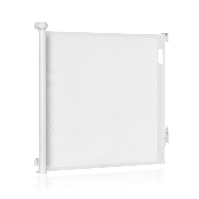 Poarta de siguranta, Lionelo, Thea, Textila, Ofera vizibilitate, Retractabila, Mecanism dublu de blocare, Montaj universal, 95x140 cm, Conform cu standardul european de securitate EN1930, Alb - gogobaby.ro