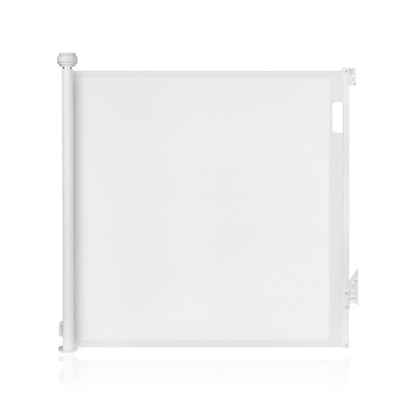 Poarta de siguranta, Lionelo, Thea, Textila, Ofera vizibilitate, Retractabila, Mecanism dublu de blocare, Montaj universal, 95x140 cm, Conform cu standardul european de securitate EN1930, Alb - gogobaby.ro