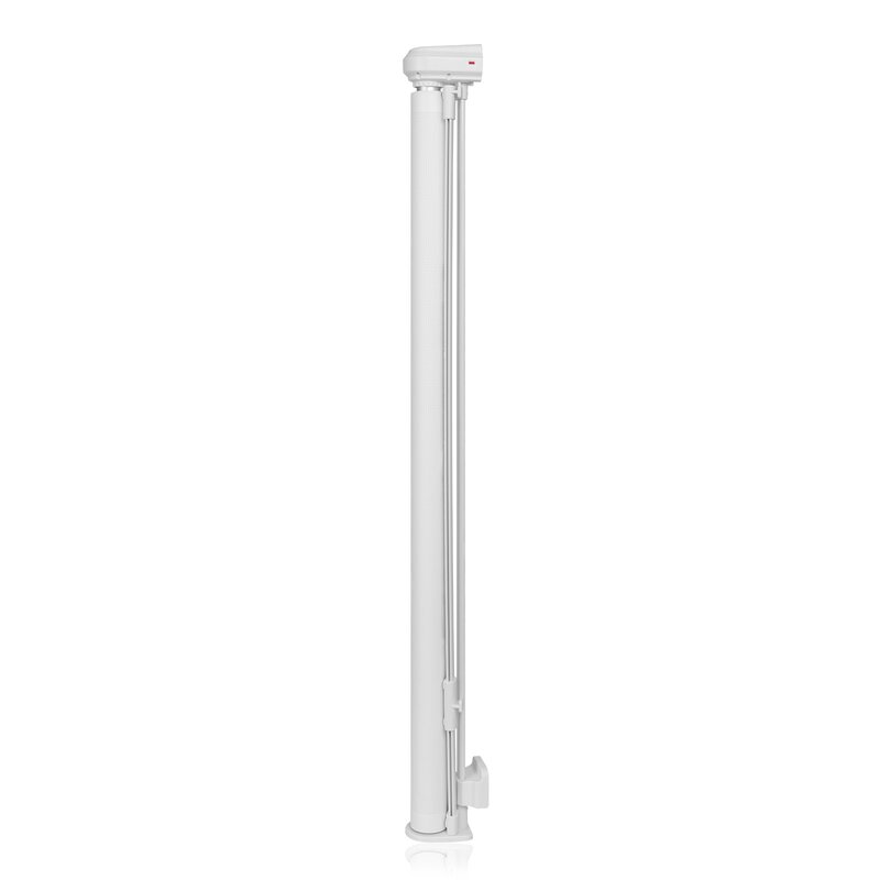Poarta de siguranta, Lionelo, Thea, Textila, Ofera vizibilitate, Retractabila, Mecanism dublu de blocare, Montaj universal, 95x140 cm, Conform cu standardul european de securitate EN1930, Alb - gogobaby.ro