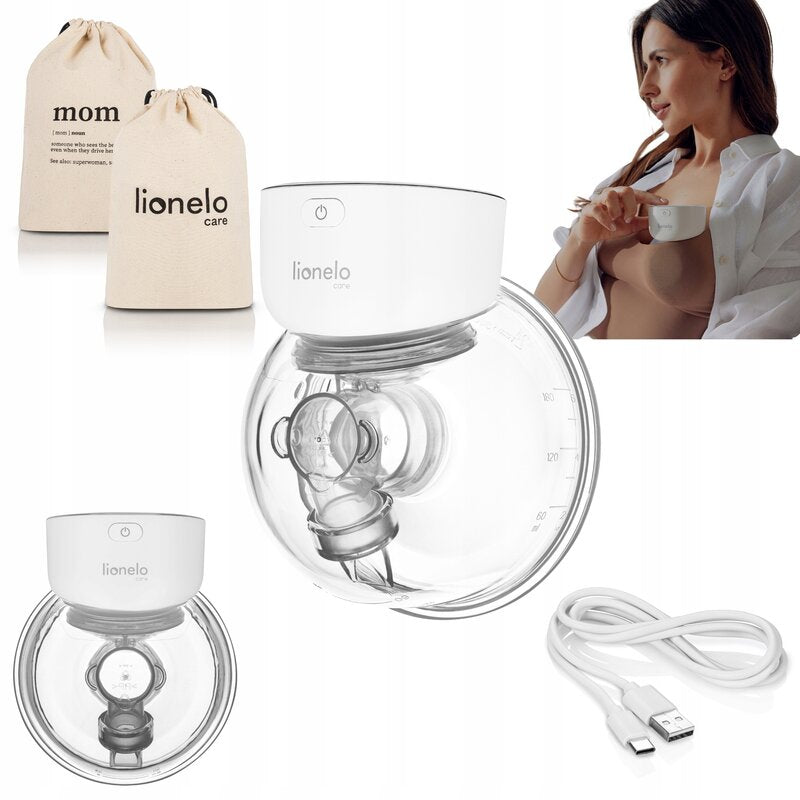 Pompa de san, Lionelo, Fidi Free Simple, Portabila, Cu accesorii, Hands-free, 9 functii de masaj, Functie de pauza, Capacitate 180 ml, Alb