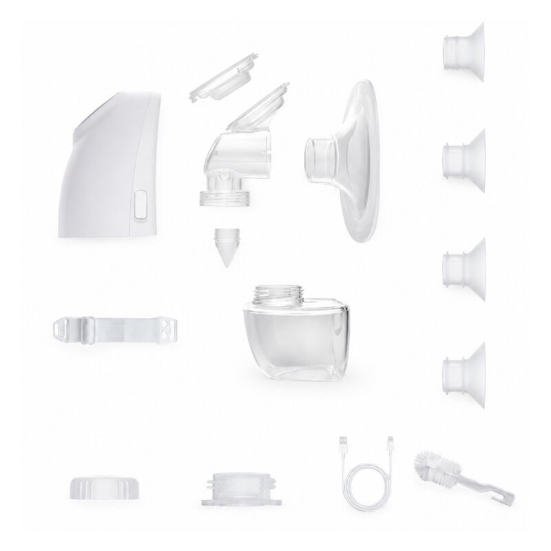 Pompa de san, Petite&Mars, Gaia Duo, Portabila, Cu 3 moduri, Panou control, Autonomie pana la 2.5 h, 9 functii de masaj, Silentioasa- 55db, Capacitate 180 ml, Alb