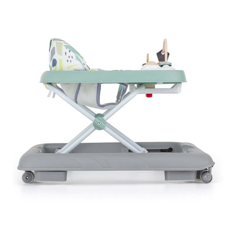 Premergator, Feedo, Pliabil, Cu panou de joaca inclus, Cu inaltime reglabila in 3 pozitii, Cu sistem de franare, Dezvolta abilitatile motorii si senzoriale, Greutate maxima suportata 12 kg, 6 luni+, Mint